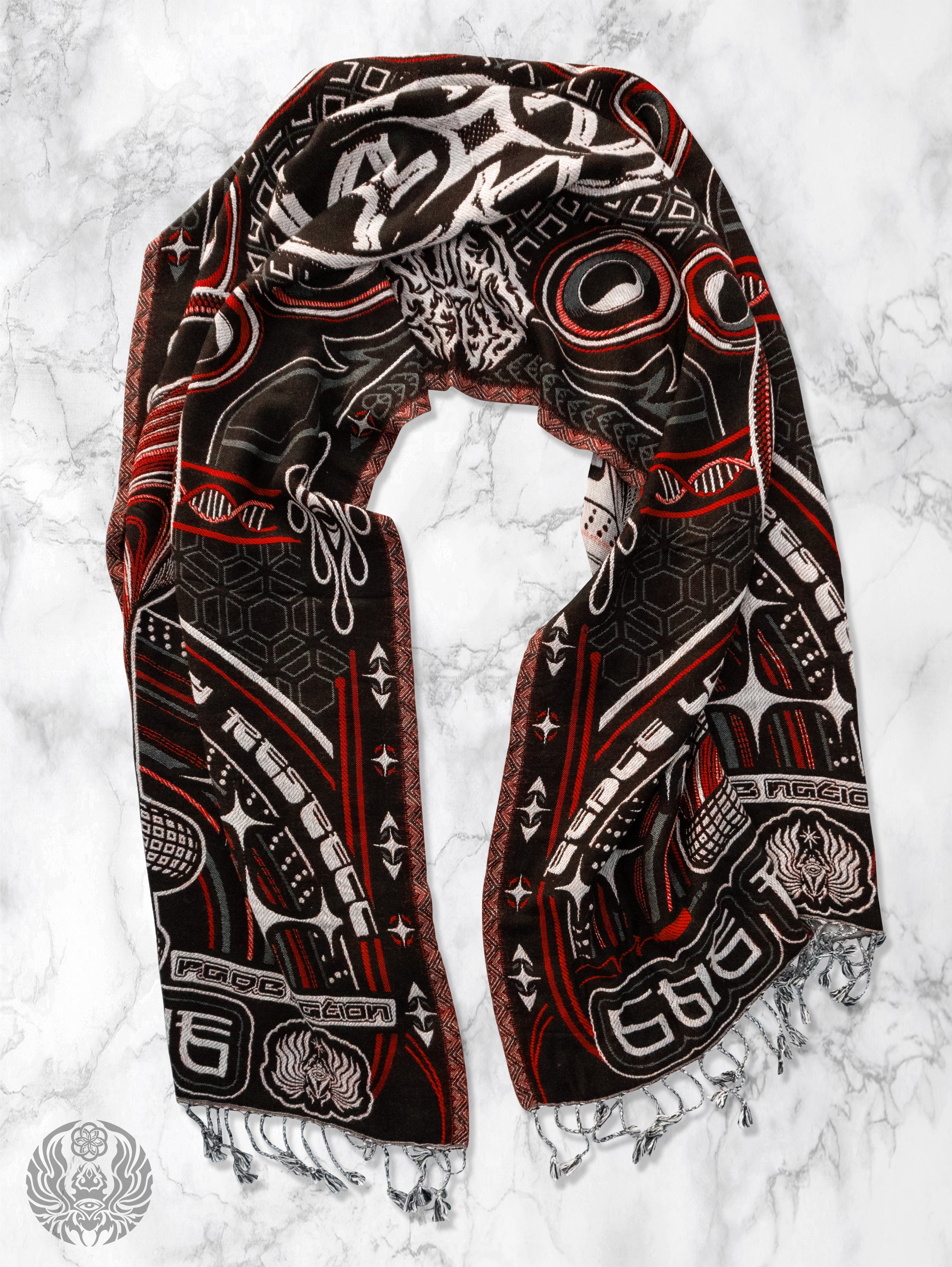 PRE-ORDER ✦ The Rave ✦ Black/Red Double-Layered Shawl Shawls 