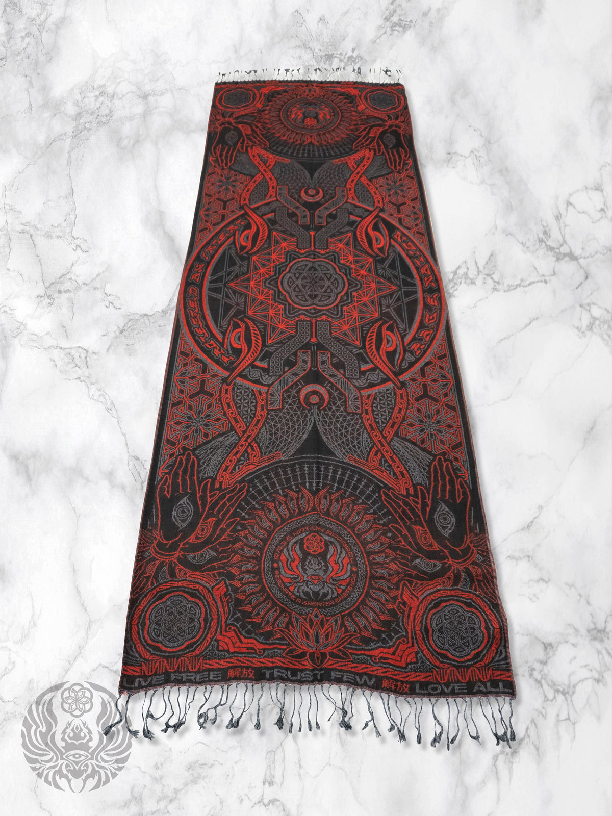 COMING SOON • PROTECTED BY INTENT • RED FESTIVAL SHAWL Shawls 