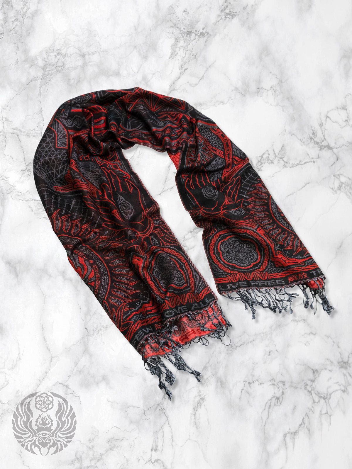 COMING SOON • PROTECTED BY INTENT • RED FESTIVAL SHAWL Shawls 