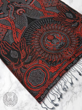COMING SOON • PROTECTED BY INTENT • RED FESTIVAL SHAWL Shawls 