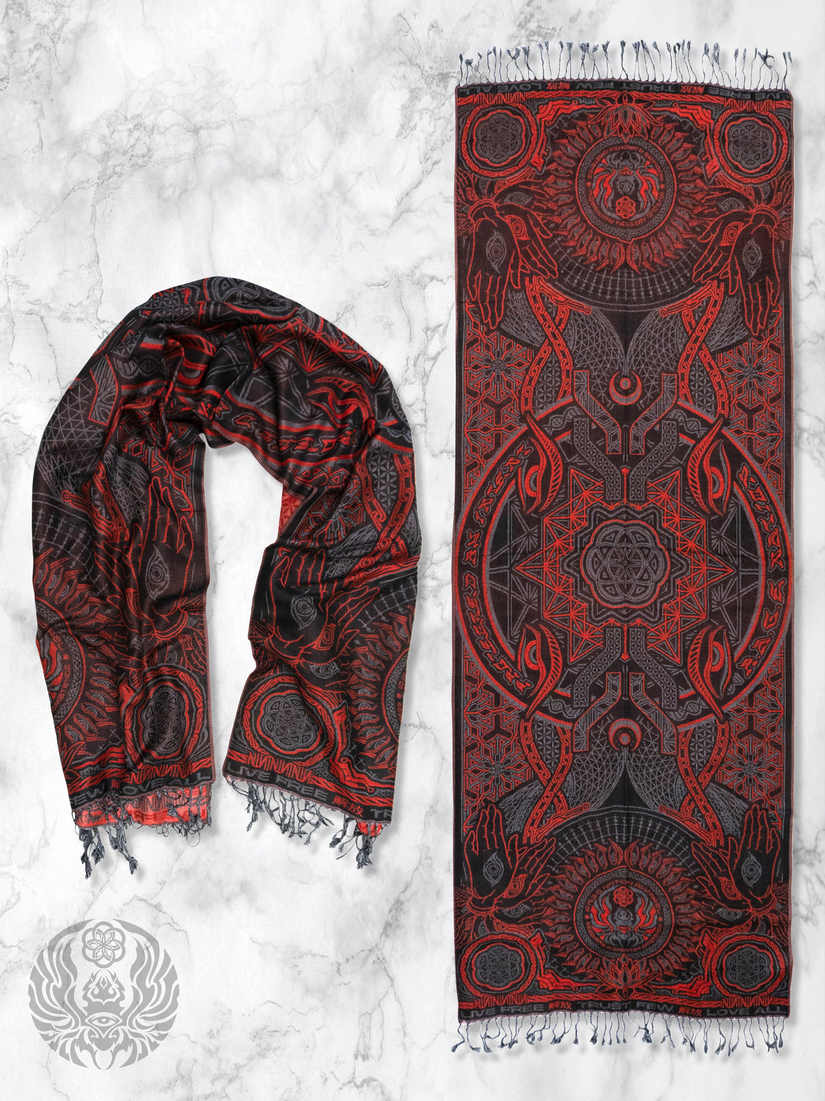COMING SOON • PROTECTED BY INTENT • RED FESTIVAL SHAWL Shawls 