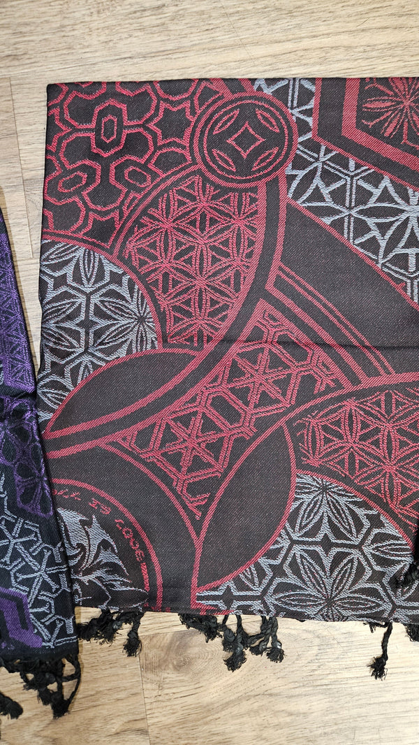 GEOMETRY OF BEING ✦ Crimson/Grey ✦ Festival Shawl Shawls 
