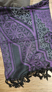 GEOMETRY OF BEING ✦ Indigo/Grey ✦ Festival Shawl Shawls 