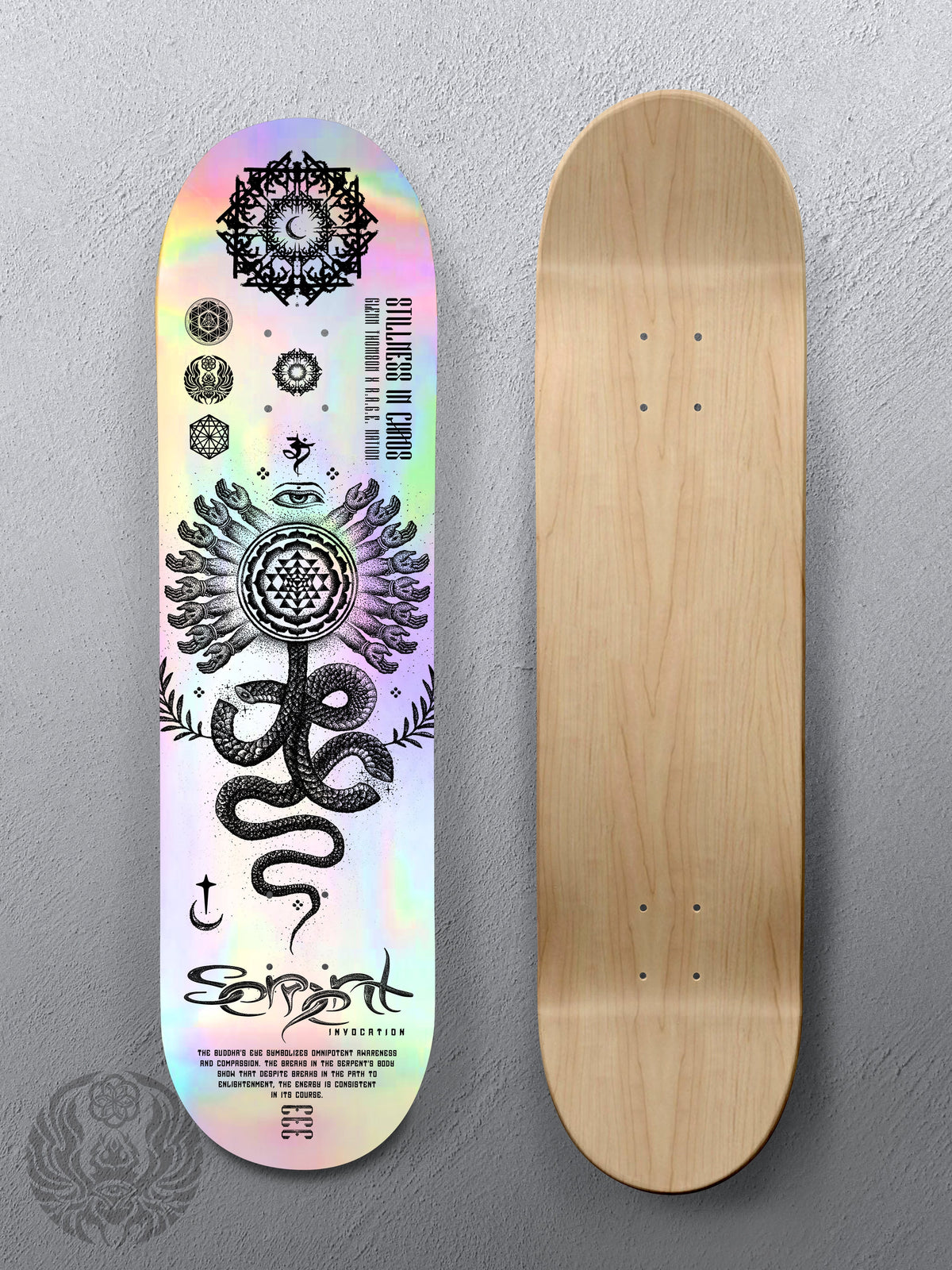 8.5" • SERPENT INVOCATION • Holographic Skateboard Deck Skateboard 