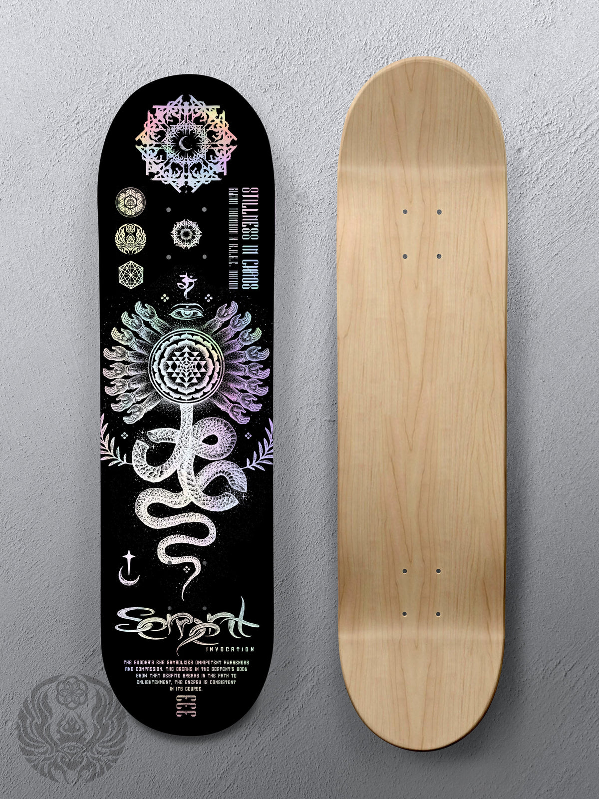 8.25" • SERPENT INVOCATION • Holographic Skateboard Deck V2 Skateboard 