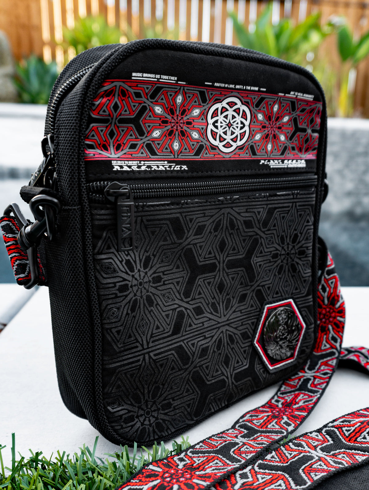 NEW RELEASE • PROTECTED BY INTENT • Double-Sided • Reflective Print • SHOULDER BAG Shoulder Bag 