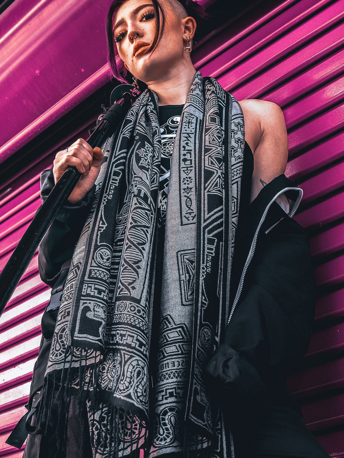 RESTOCKED ✦ TRANSCENDENCE • SILVER • GROKKO • Reversible Festival Shawl/Scarf Shawls 