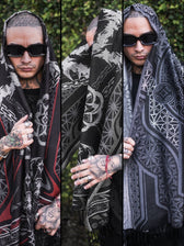 SEEDS OF LIGHT ✦ LIGHT + SHADOW ✦ Crimson + Inverted + GOB Dark Grey ✦ Festival Shawls 