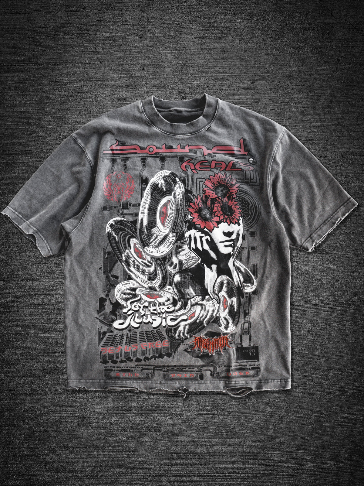 SOUND HEALS V2 ✦ DISTRESSED ASF ACIDWASH ✦ T-Shirt T-Shirt 