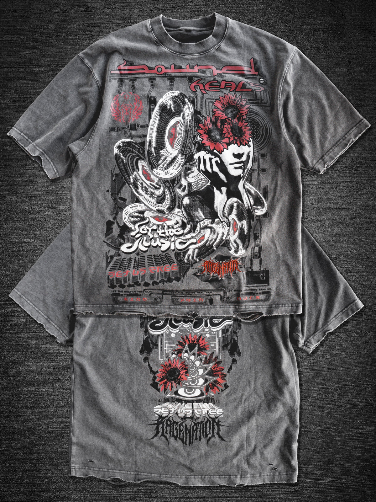 SOUND HEALS V2 ✦ DISTRESSED ASF ACIDWASH ✦ T-Shirt T-Shirt 