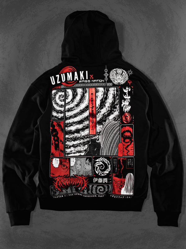 OFFICIAL UZUMAKI ✦ SPIRAL OBSESSION ✦ BLACK/RED ✦ Zip-up Hoodie Hoodie 