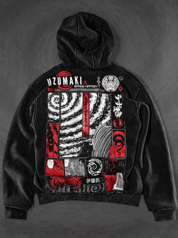 OFFICIAL UZUMAKI ✦ SPIRAL OBSESSION ✦ ACIDWASH ✦ Zip-up Hoodie Hoodie 