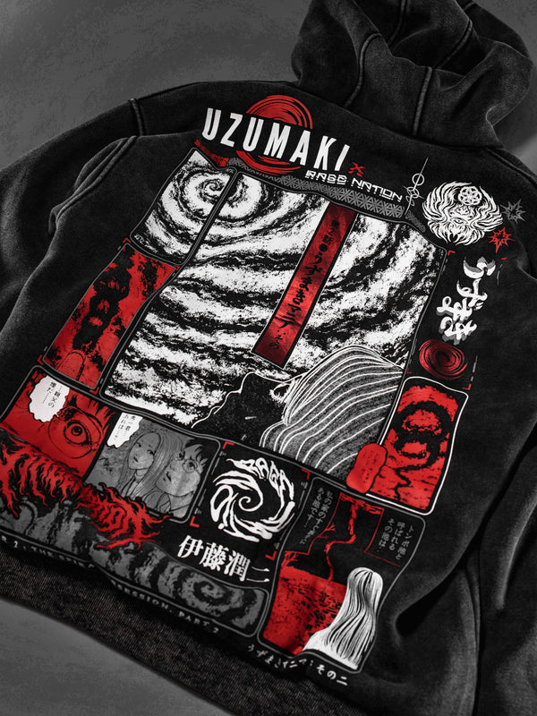 OFFICIAL UZUMAKI ✦ SPIRAL OBSESSION ✦ ACIDWASH ✦ Zip-up Hoodie Hoodie 