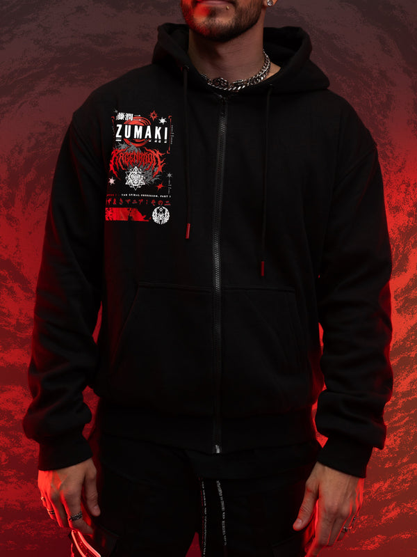 OFFICIAL UZUMAKI ✦ SPIRAL OBSESSION ✦ BLACK/RED ✦ Zip-up Hoodie Hoodie 