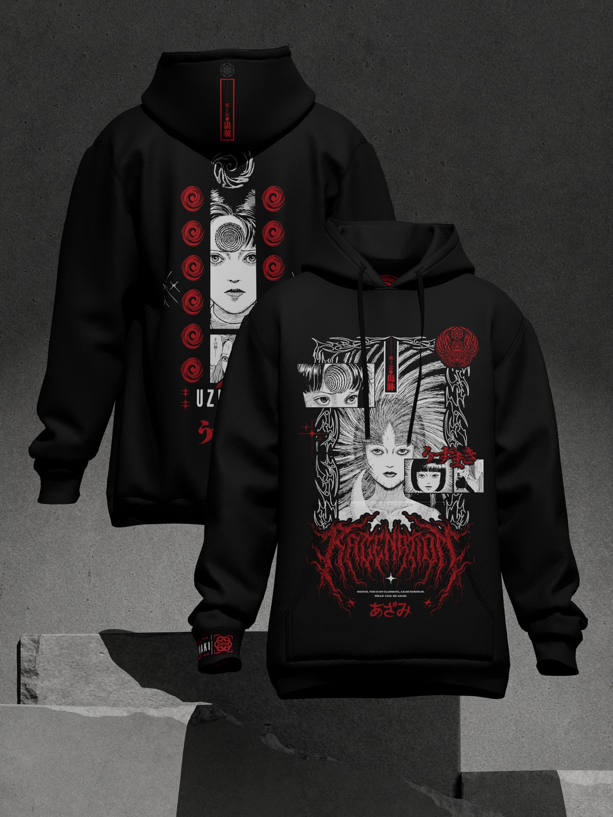 OFFICIAL UZUMAKI ✦ AZAMI'S CURSE ✦ BLACK/RED ✦ Collectible Hoodie Hoodie 