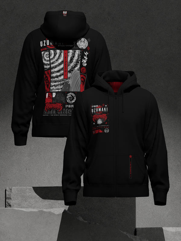 OFFICIAL UZUMAKI ✦ SPIRAL OBSESSION ✦ BLACK/RED ✦ Zip-up Hoodie Hoodie 