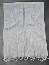 GEOMETRY OF BEING ✦ White Tassel w/ Silver Print ✦ Festival Shawl Shawls 