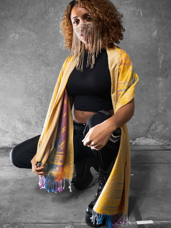 YELLOW AMETHYST DHARMA • Reversible Festival Shawl/Scarf Shawls 