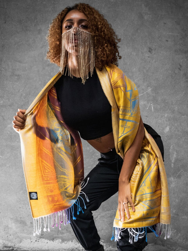 YELLOW AMETHYST DHARMA • Reversible Festival Shawl/Scarf Shawls 