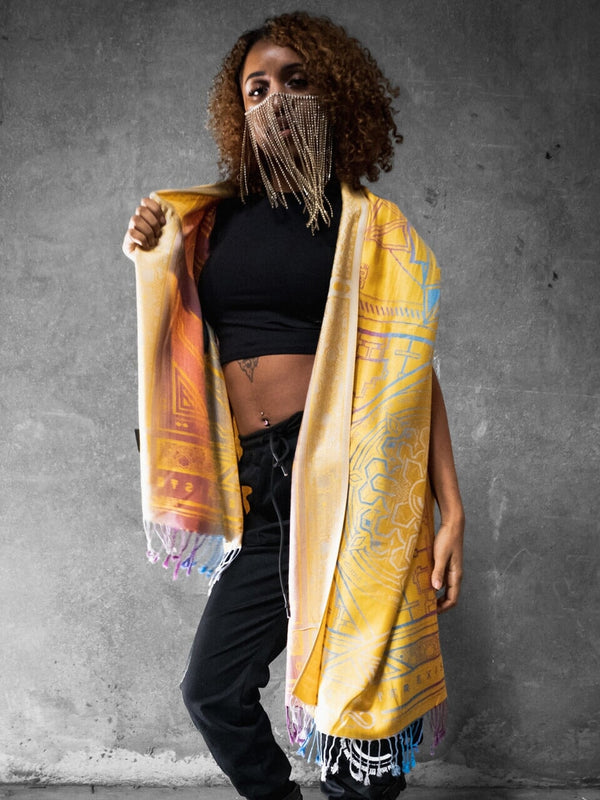 YELLOW AMETHYST DHARMA • Reversible Festival Shawl/Scarf Shawls 