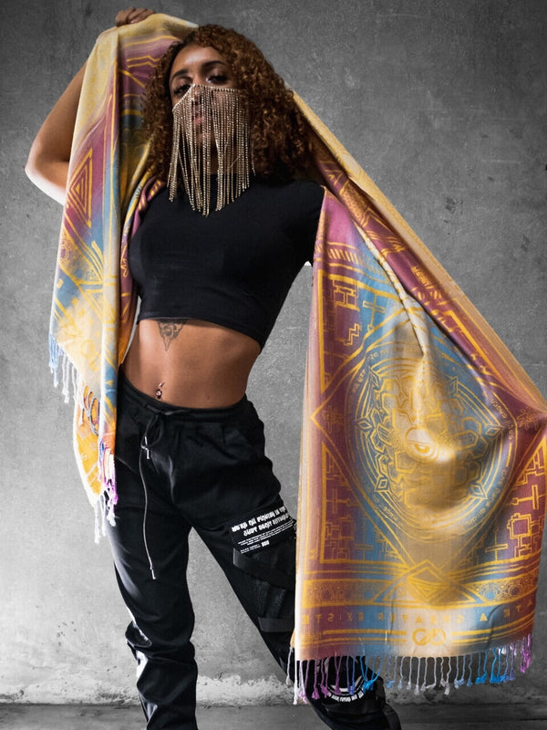 YELLOW AMETHYST DHARMA • Reversible Festival Shawl/Scarf Shawls 