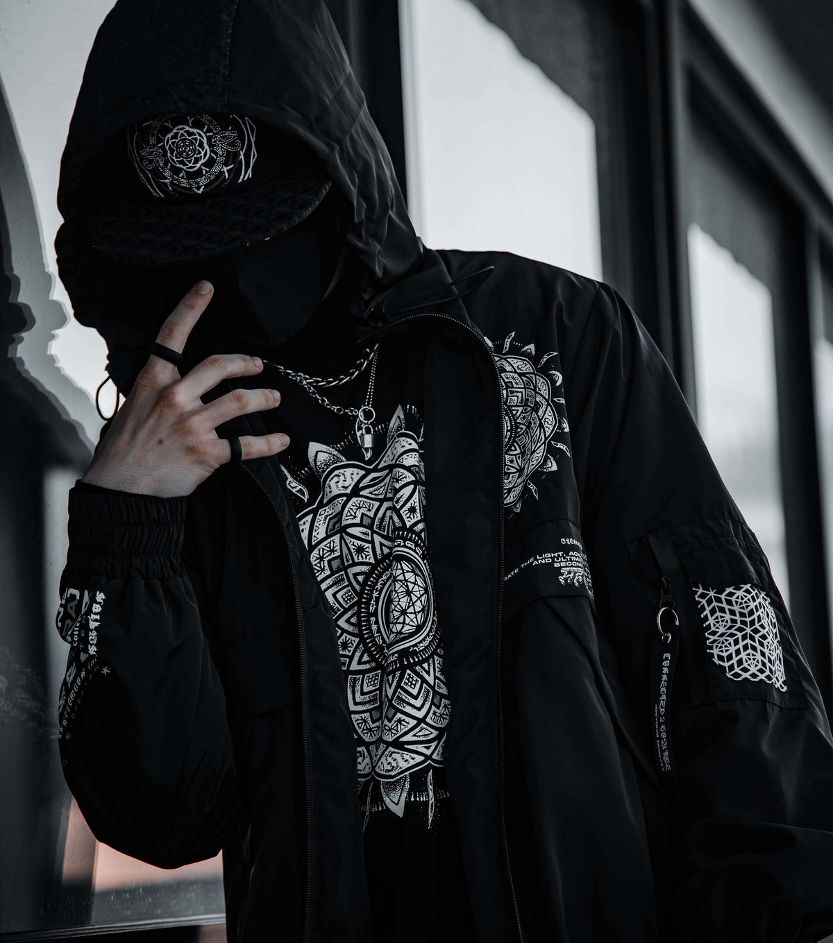 LOTUS THRONE • GLENN THOMSON COLLAB • Waterproof Zip-Up Windbreaker Windbreaker 