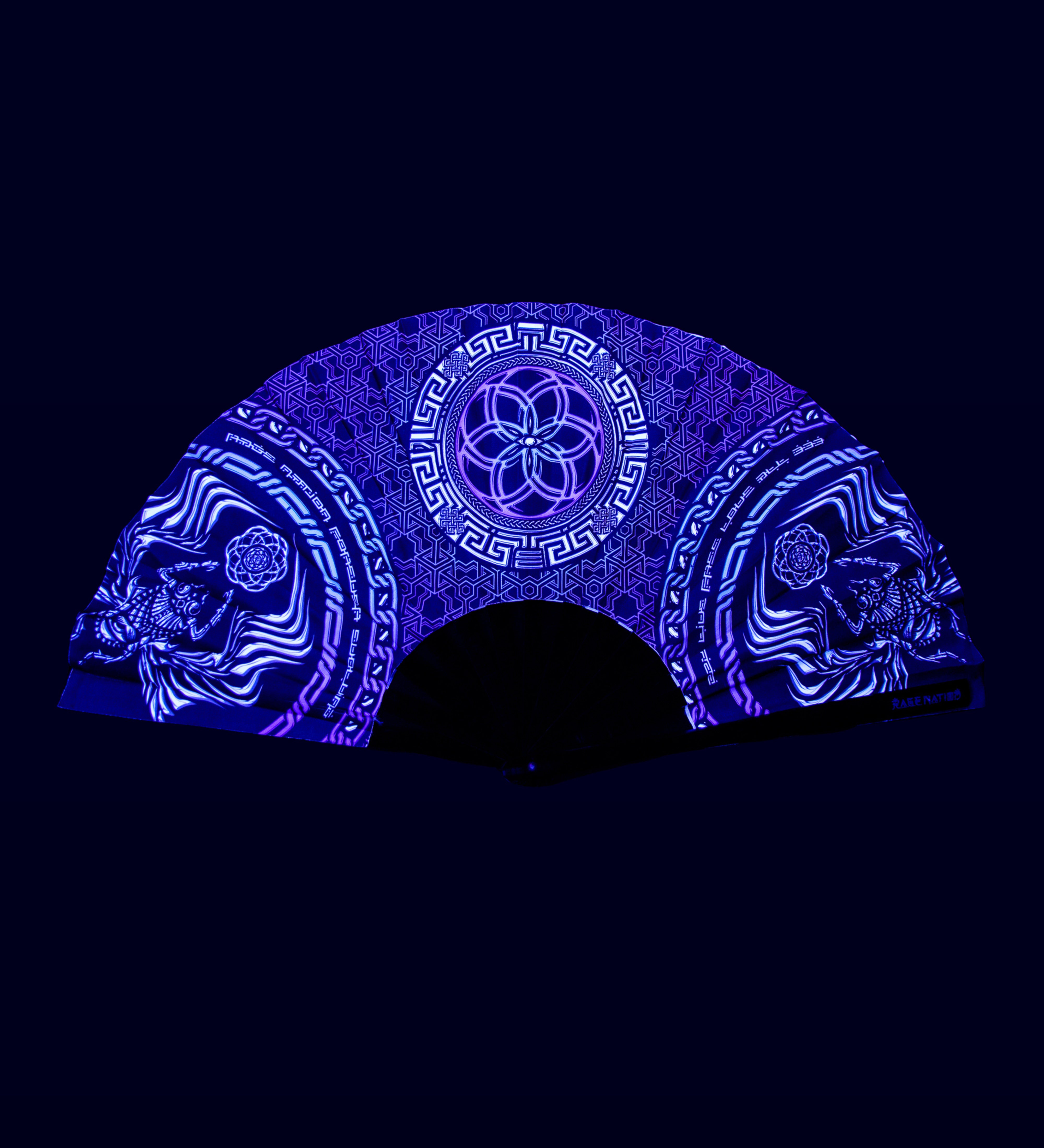 FOREVER EVOLVING SCARAB • PURPLE/BLUE • Double-sided XL Bamboo Folding Fan Fan 
