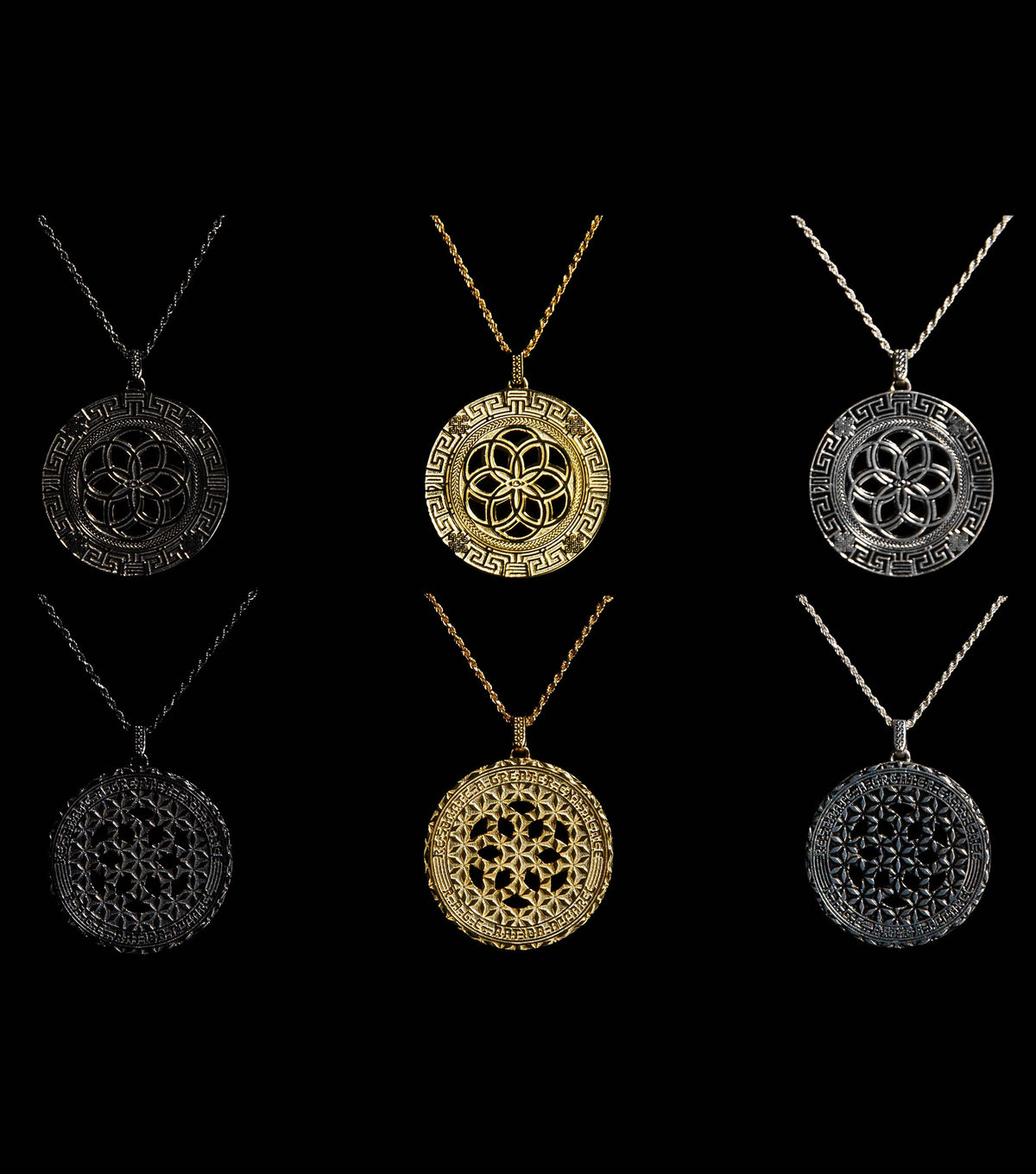 BLACK GOLD PLATED • 925 Silver Geometric Amulet Jewelry 