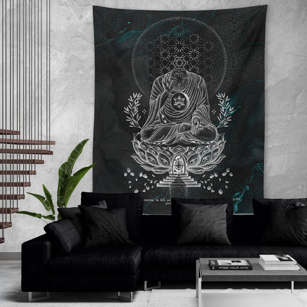LOTUS THRONE V2 (sahasrāra सहस्रार) • GLENN THOMSON • Wall Tapestry Tapestry 