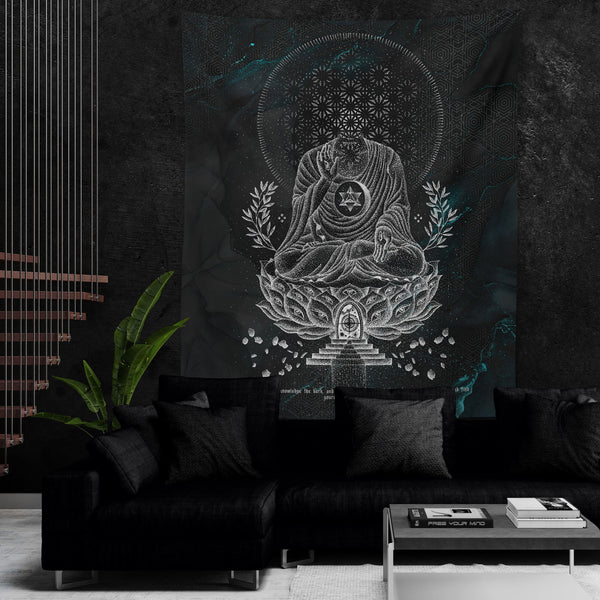 LOTUS THRONE V2 (sahasrāra सहस्रार) • GLENN THOMSON • Wall Tapestry Tapestry 