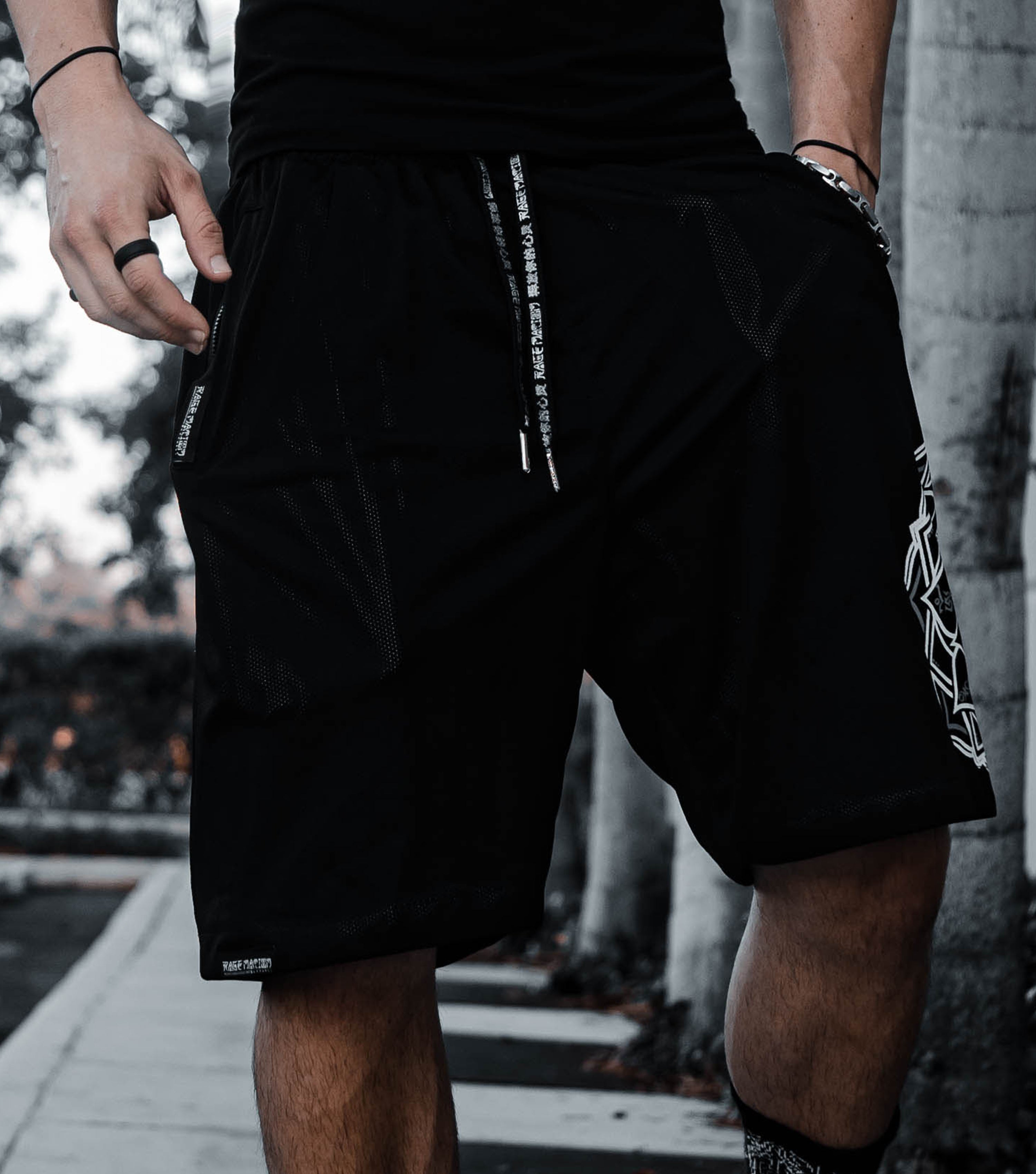 MANTRA V1 • Black/Silver • Reversible Activewear Shorts Shorts 