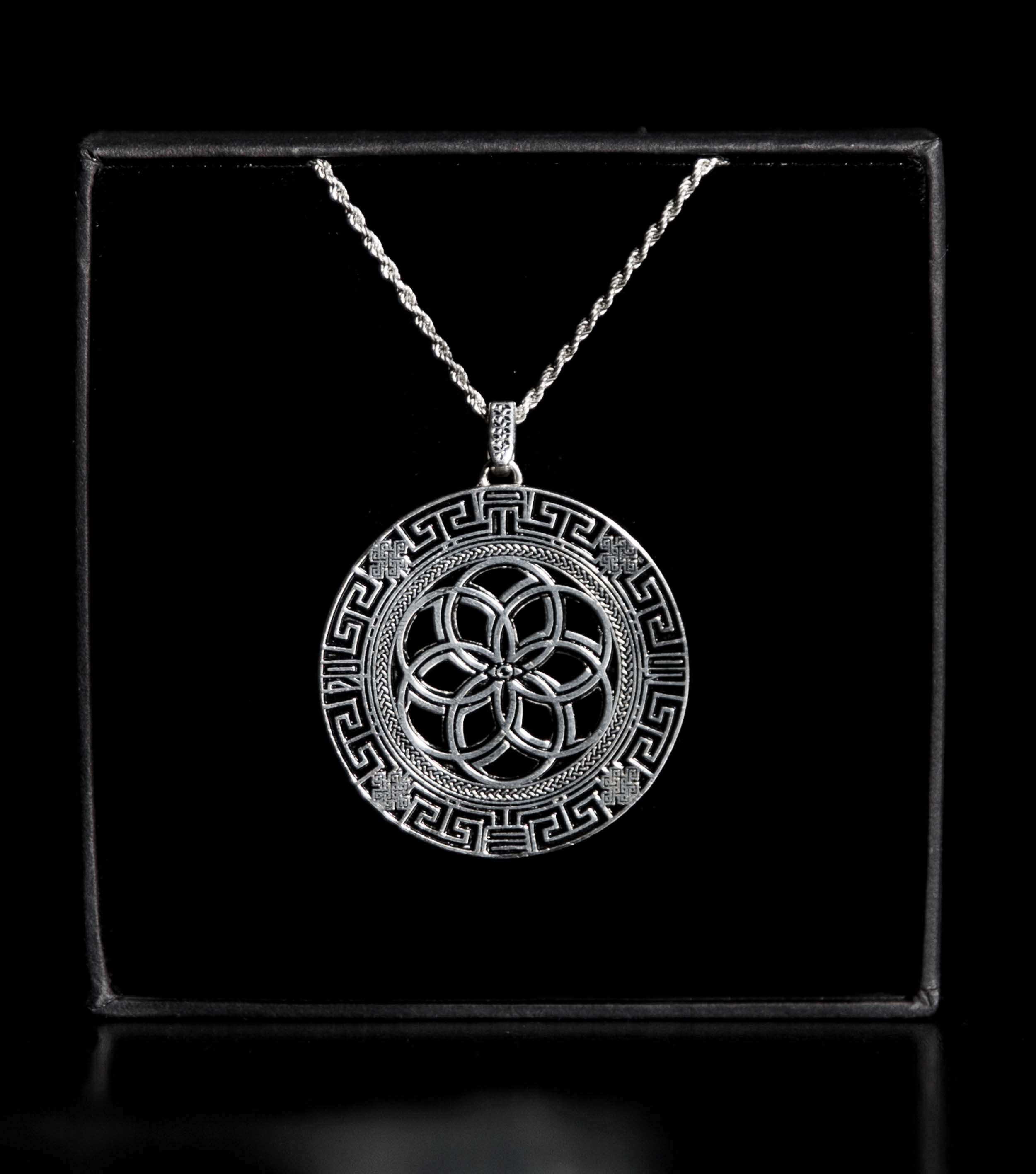 ANTIQUE SILVER • 925 Sterling Silver Geometric Amulet