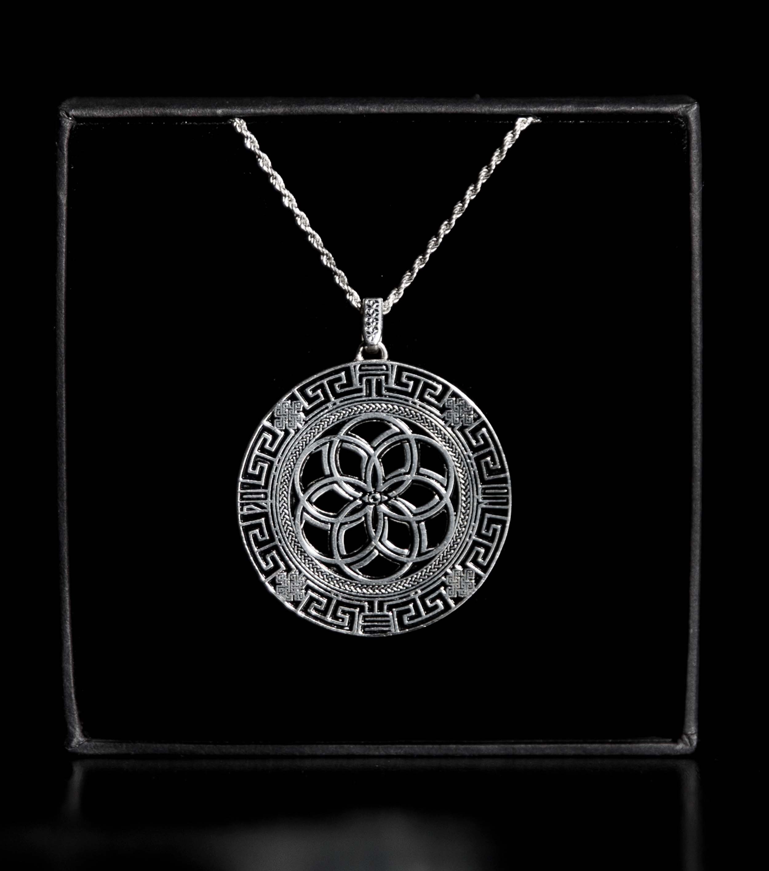 ANTIQUE SILVER • 925 Sterling Silver Geometric Amulet Jewelry 
