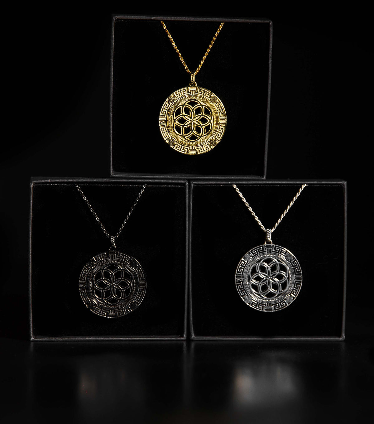BLACK GOLD PLATED • 925 Silver Geometric Amulet Jewelry 