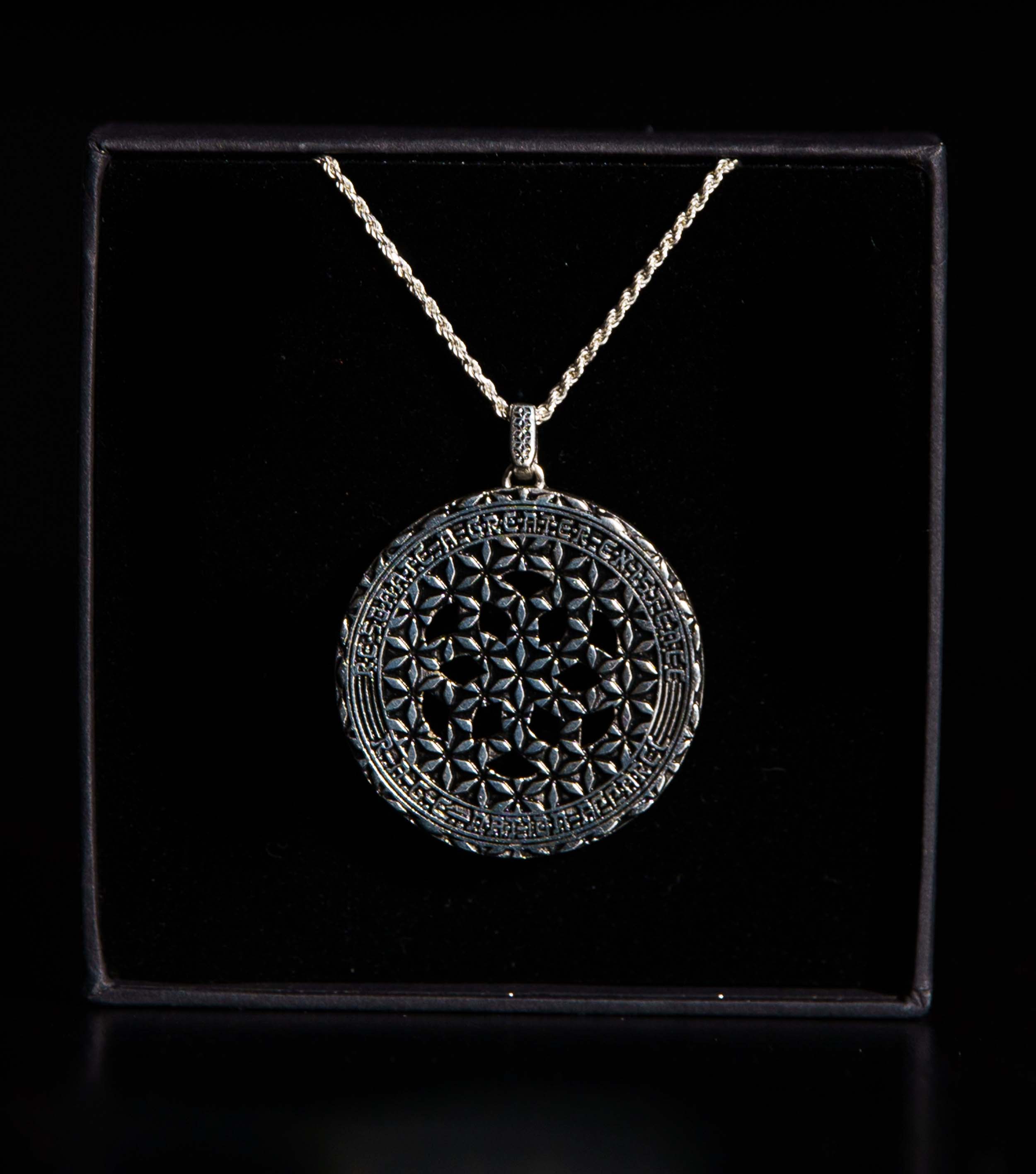 ANTIQUE SILVER • 925 Sterling Silver Geometric Amulet Jewelry 