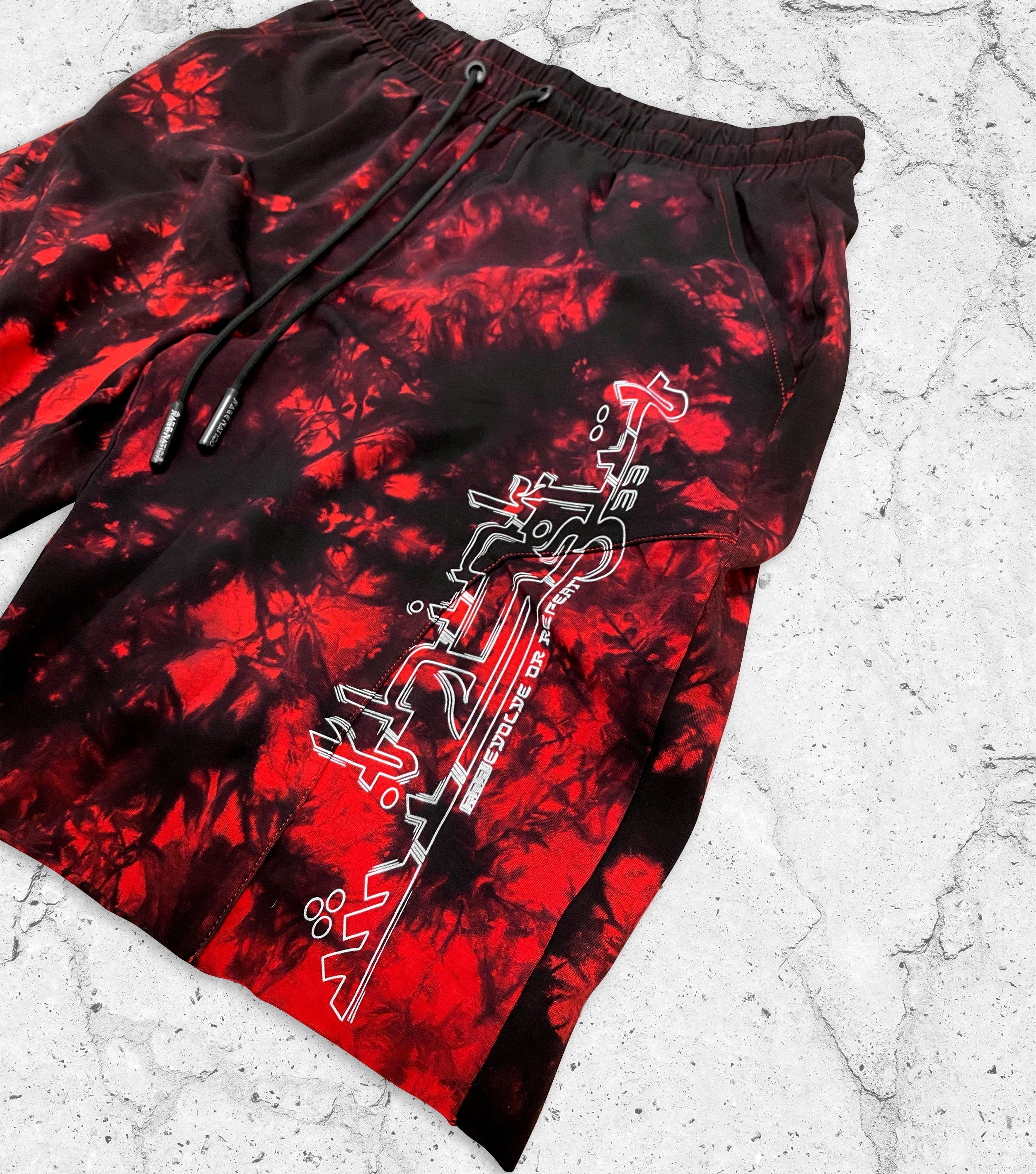 COMING SOON • THINK WISELY V2 • Red Tie-Dye Shorts Shorts 