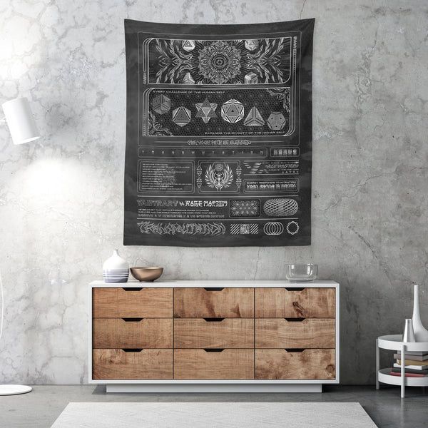 TRANSMUTATION V2 BW • YANTRART x RAGE NATION • Wall Tapestry Tapestry 