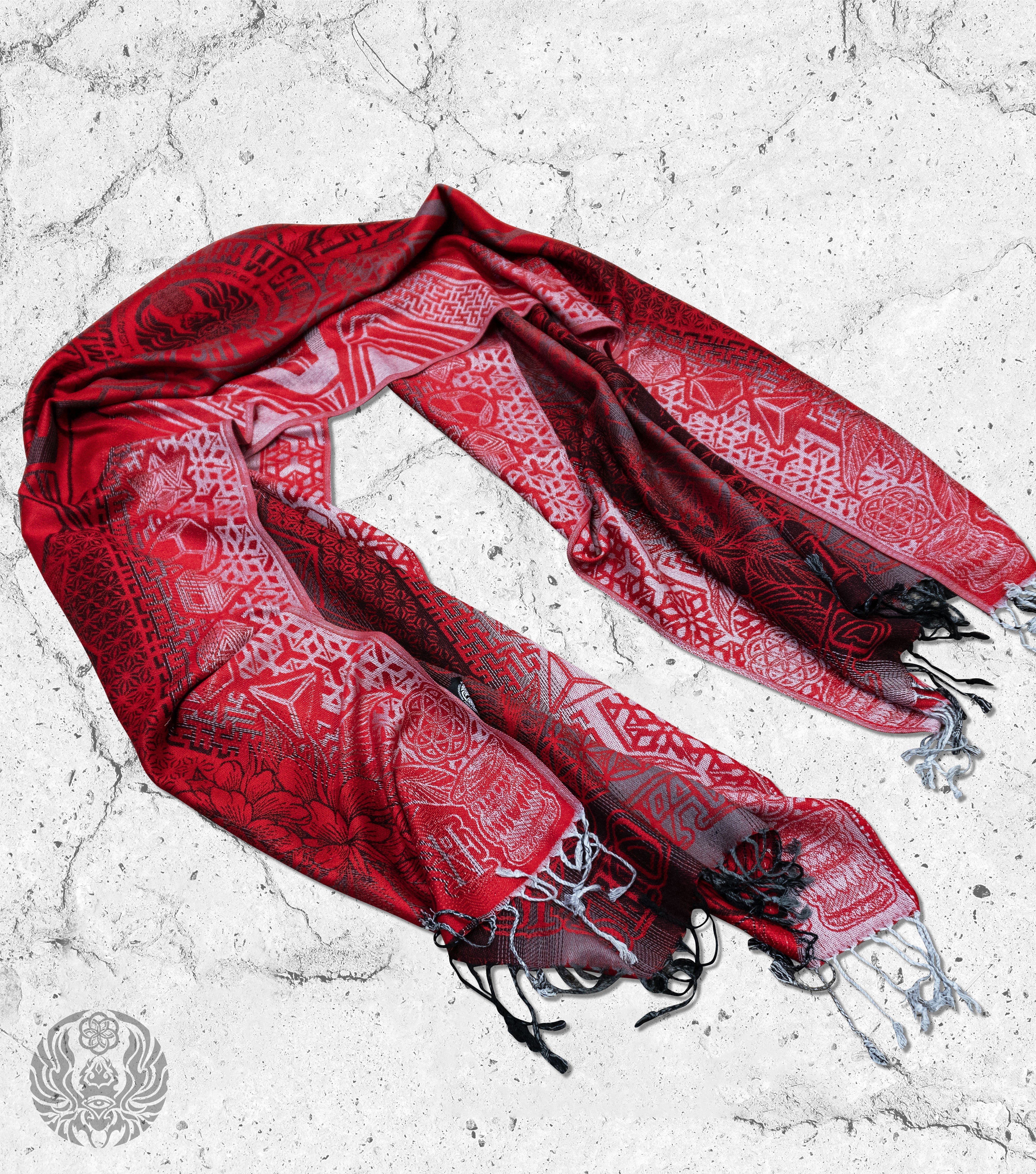 COMING SOON • Wounds to Wisdom • Yantrart x Rage Nation • Red Gradient Shawl Shawls 