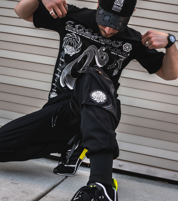 HARMONY HEALS • GRAYSCALE • Luxury Fabric T-Shirt T-Shirt 