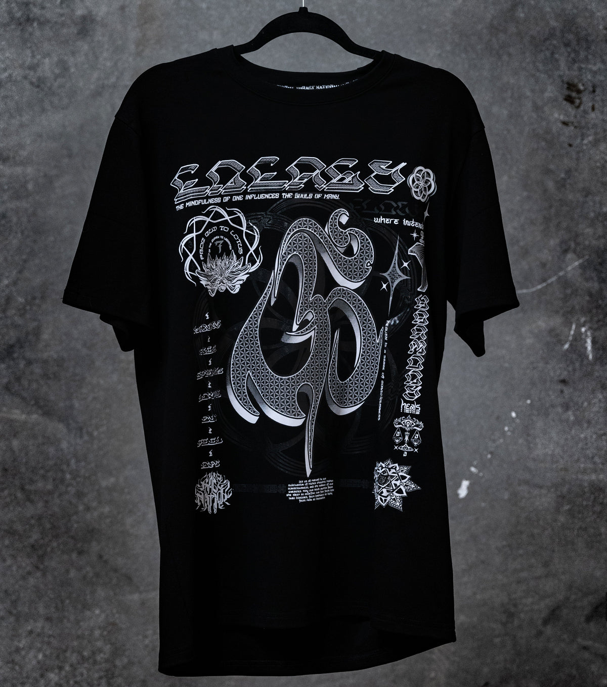 HARMONY HEALS • GRAYSCALE • Luxury Fabric T-Shirt T-Shirt 