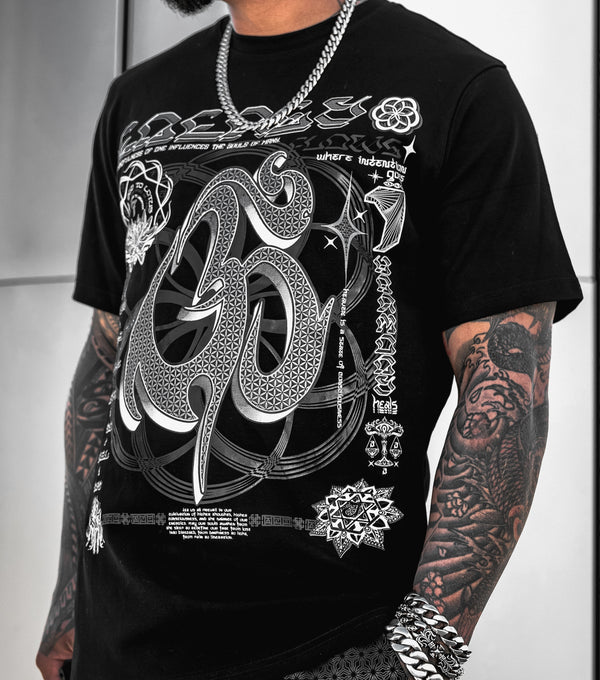 HARMONY HEALS • GRAYSCALE • Luxury Fabric T-Shirt T-Shirt 