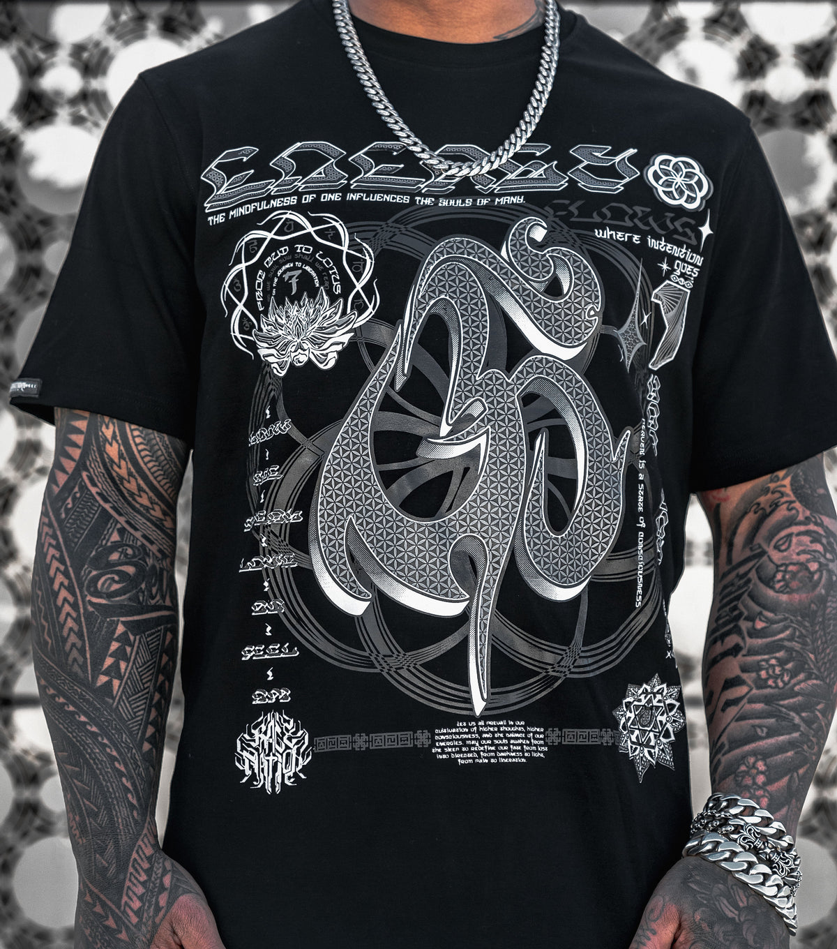 HARMONY HEALS • GRAYSCALE • Luxury Fabric T-Shirt T-Shirt 