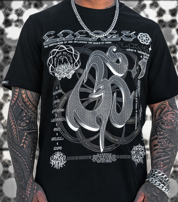 HARMONY HEALS • GRAYSCALE • Luxury Fabric T-Shirt T-Shirt 