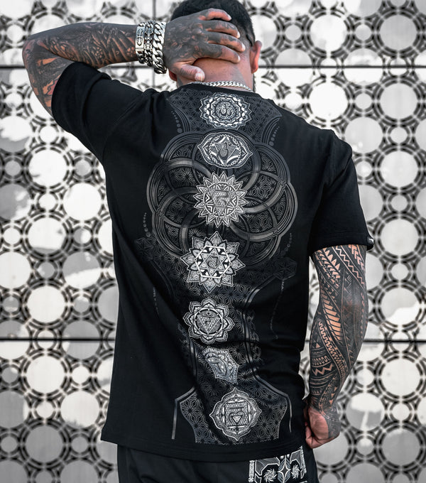 HARMONY HEALS • GRAYSCALE • Luxury Fabric T-Shirt T-Shirt 