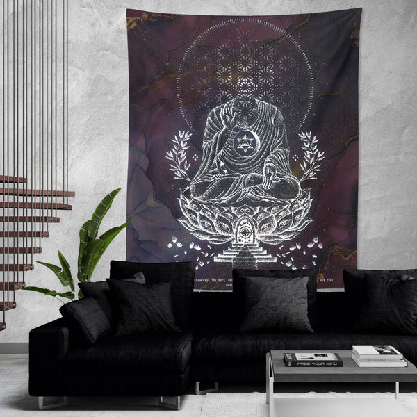 LOTUS THRONE V3 (sahasrāra सहस्रार) • GLENN THOMSON • Wall Tapestry Tapestry 