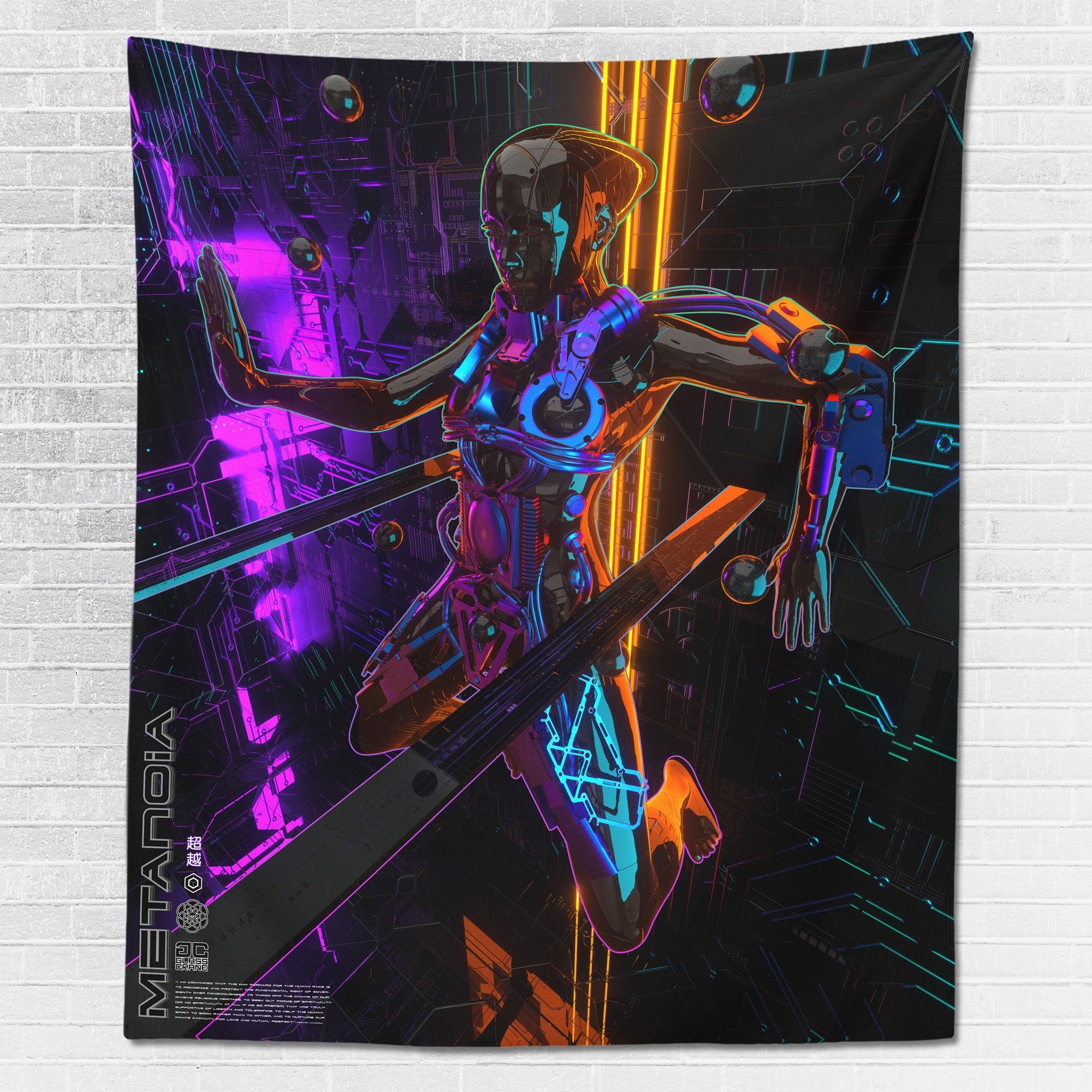 LE 100 • METANOIA • GLASS CRANE • Wall Tapestry Tapestry 