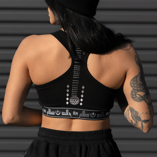 MIND OF ZEN V2 • BLACK/WHITE • Luxe Sports Bra Sports Bra 