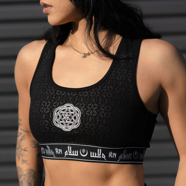 MIND OF ZEN V2 • BLACK/WHITE • Luxe Sports Bra Sports Bra 