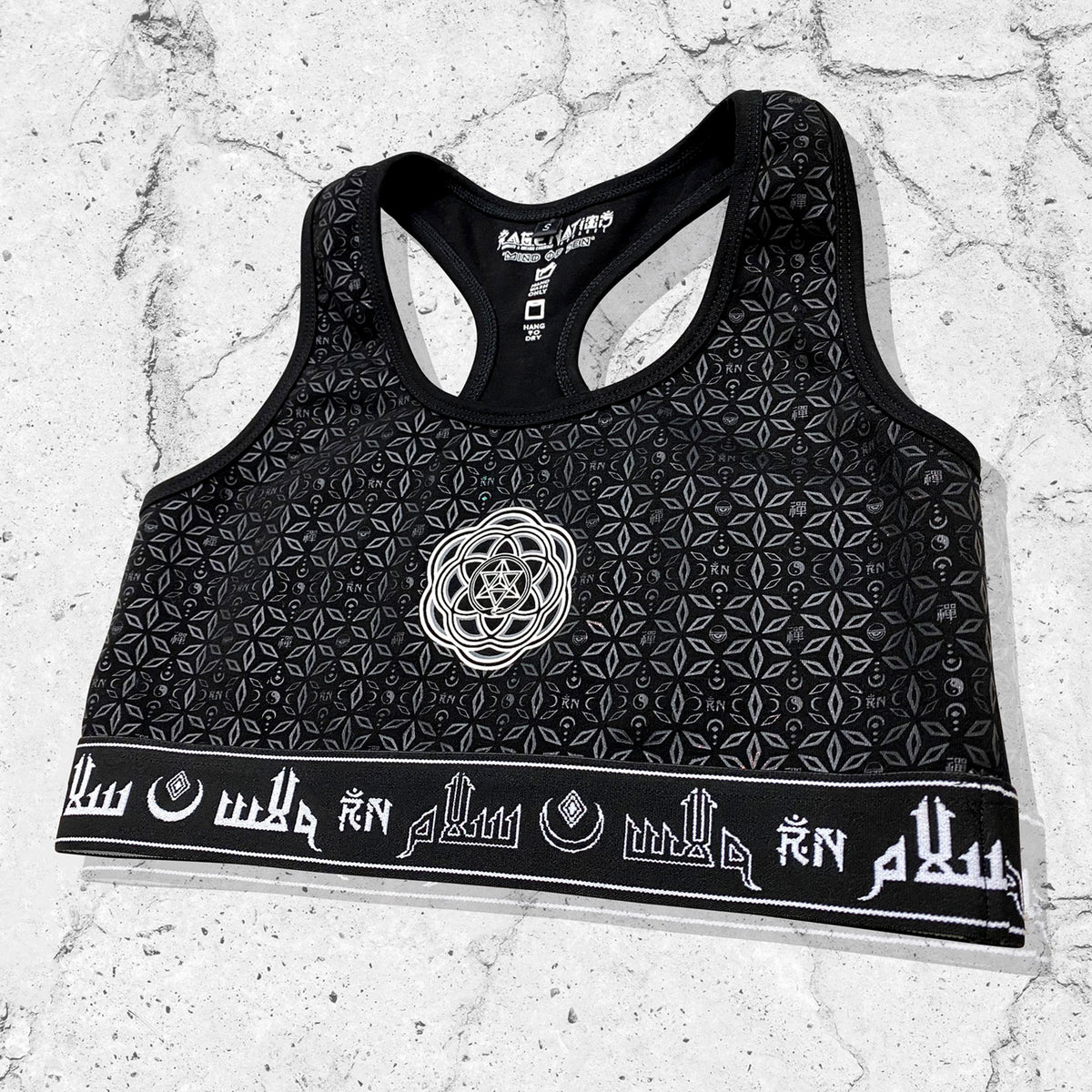 MIND OF ZEN V2 • BLACK/WHITE • Luxe Sports Bra Sports Bra 