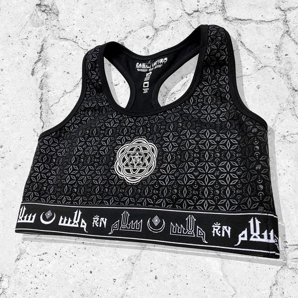 MIND OF ZEN V2 • BLACK/WHITE • Luxe Sports Bra Sports Bra 